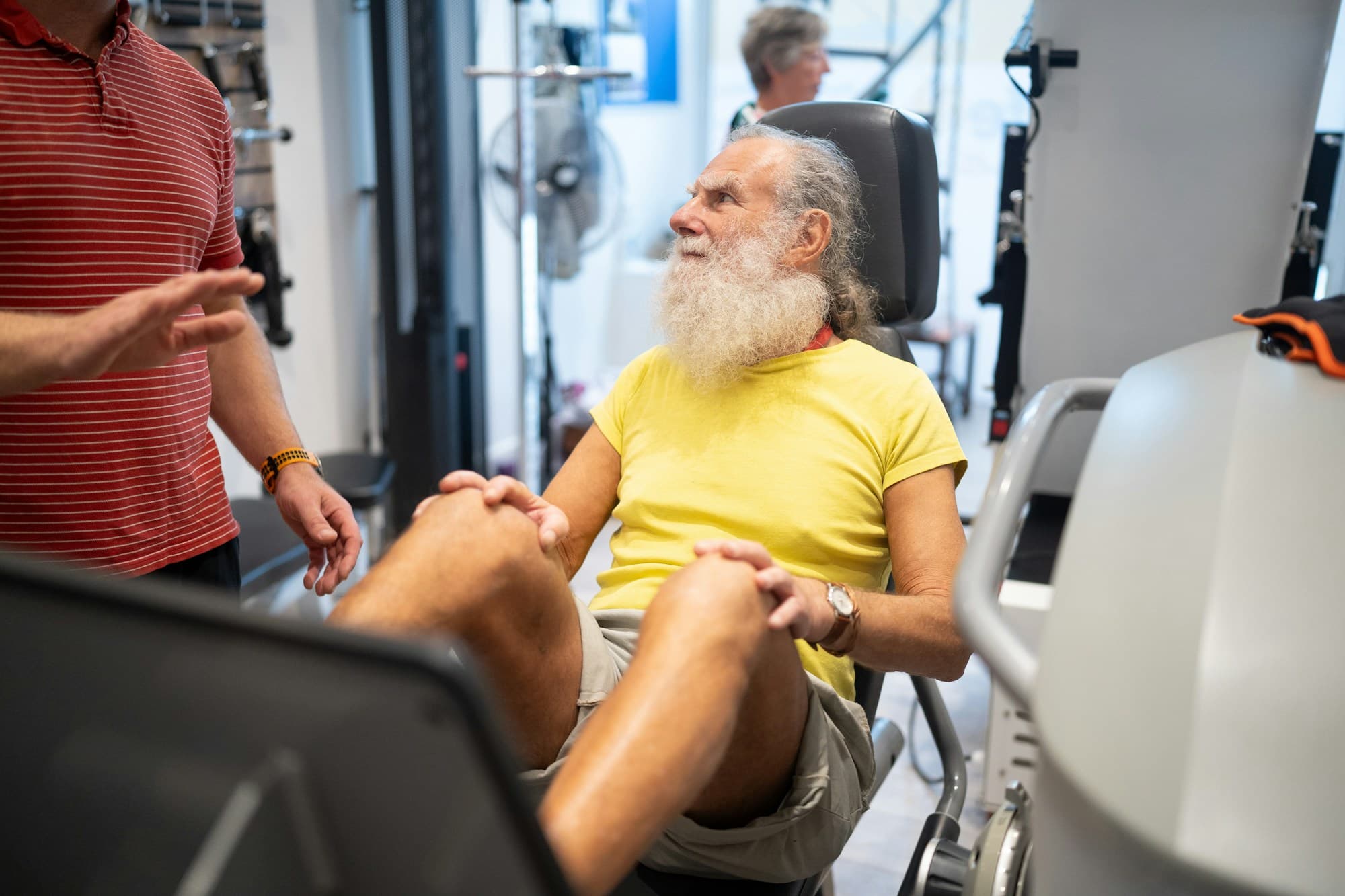 Older adult performing functional sit-to-stand exercise